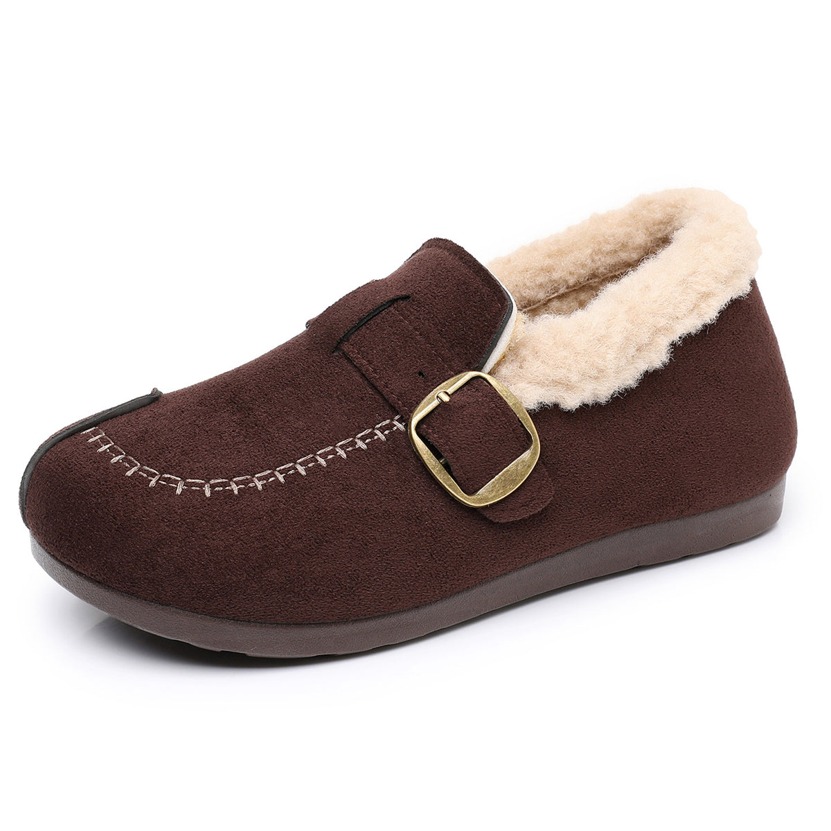 Women's Cozy Buckle Plush-Lined Moccasin Flats